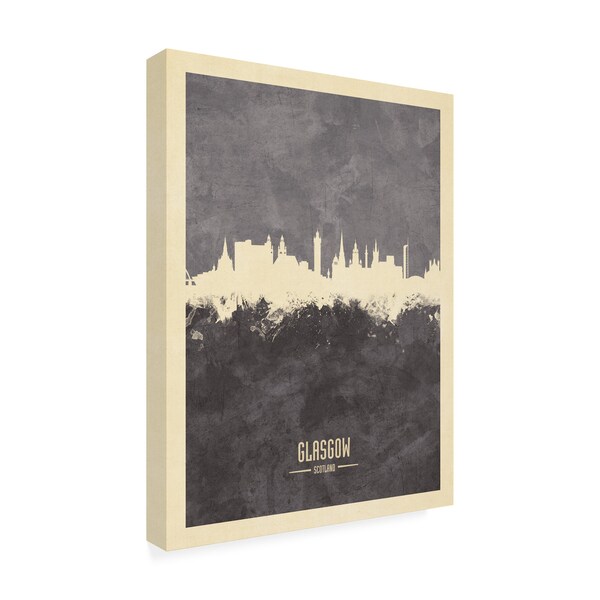 Michael Tompsett 'Glasgow Scotland Skyline Gray' Canvas Art,18x24